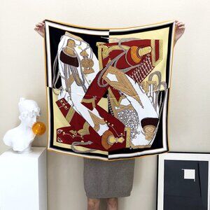 130*130cm Zouaves and Dragons Women's Scarf 100% silk Scarf #97